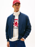 Blue Water Repellent Relaxed Bomber Jacket  Men
