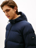 Blue Water Repellent Down Hooded Puffer Jacket  Men