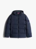 Blue Water Repellent Down Hooded Puffer Jacket  Men