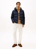 Blue Water Repellent Down Hooded Puffer Jacket  Men