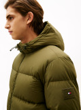 Green Water Repellent Down Hooded Puffer Jacket  Men