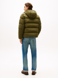 Green Water Repellent Down Hooded Puffer Jacket  Men