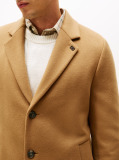 Brown Smart Casual Wool Blend Single Breasted Coat  Men