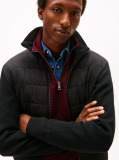 Black Smart Casual Mixed Texture Zip-Thru Jacket  Men