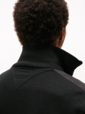Black Smart Casual Mixed Texture Zip-Thru Jacket  Men