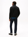 Black Smart Casual Mixed Texture Zip-Thru Jacket  Men