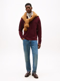 Red Varsity Contrast Collar Relaxed Rugby Shirt  Men