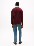 Red Varsity Contrast Collar Relaxed Rugby Shirt  Men