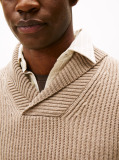 Beige Smart Casual Wool Blend Shawl Collar Jumper  Men
