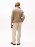 Beige Smart Casual Wool Blend Shawl Collar Jumper  Men
