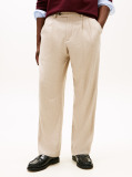 Beige Smart Casual Flannel Relaxed Trousers  Men