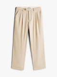 Beige Smart Casual Flannel Relaxed Trousers  Men