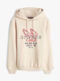 Beige Graphic Terry Drawstring Hoody  Men