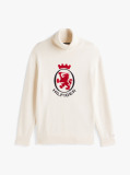 Beige Intarsia TH Crest Relaxed Roll Neck Jumper  Men