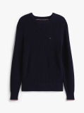 Blue Rib Crew Neck Jumper  Men