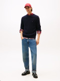 Blue Rib Crew Neck Jumper  Men