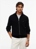 Black Rib Zip Through Cardigan  Men