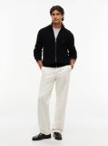 Black Rib Zip Through Cardigan  Men