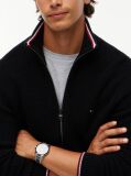 Black Rib Zip Through Cardigan  Men