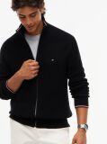 Black Rib Zip Through Cardigan  Men