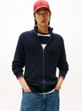 Blue Rib Zip Through Cardigan  Men