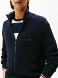 Blue Rib Zip Through Cardigan  Men
