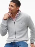 Grey Rib Zip Through Cardigan  Men