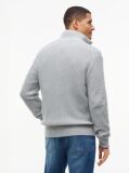Grey Rib Zip Through Cardigan  Men