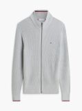Grey Rib Zip Through Cardigan  Men