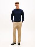 Blue Textured Knit Crew Neck Jumper  Men