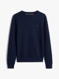 Blue Textured Knit Crew Neck Jumper  Men