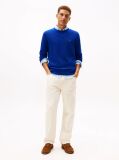 Blue Textured Knit Crew Neck Jumper  Men