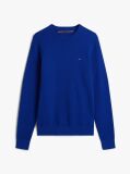 Blue Textured Knit Crew Neck Jumper  Men