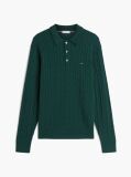 Green Cable Knit Polo Jumper  Men