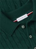 Green Cable Knit Polo Jumper  Men