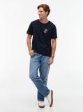 Blue Logo Embroidery Jersey Crew Neck T-Shirt  Men