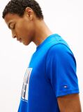 Blue Multicolour Logo Graphic Crew Neck T-Shirt  Men