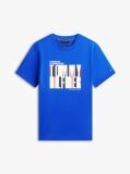 Blue Multicolour Logo Graphic Crew Neck T-Shirt  Men