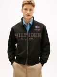 Black Logo Embroidery Racing Jacket  Men
