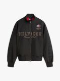 Black Logo Embroidery Racing Jacket  Men