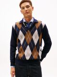 Blue Argyle Rugby Collar Jumper  Men