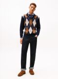 Blue Argyle Rugby Collar Jumper  Men