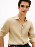 Μπεζ Smart Casual Λινό Πουκάμισο Σε Slim Γραμμή  Άνδρες