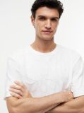 White Towelling Jacquard Relaxed Crew Neck T-Shirt  Men