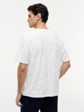 White Towelling Jacquard Relaxed Crew Neck T-Shirt  Men