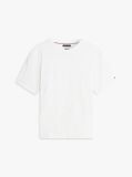 White Towelling Jacquard Relaxed Crew Neck T-Shirt  Men