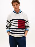 Multi Cable Knit Breton Stripe Flag Jumper  Men