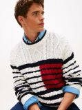 Multi Cable Knit Breton Stripe Flag Jumper  Men