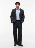 Blue Slim Fit Flag Embroidery Shirt  Men