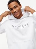 White Logo Drawstring Hoody  Men